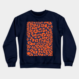 Blue and Orange Leopard Spots Print Pattern Crewneck Sweatshirt